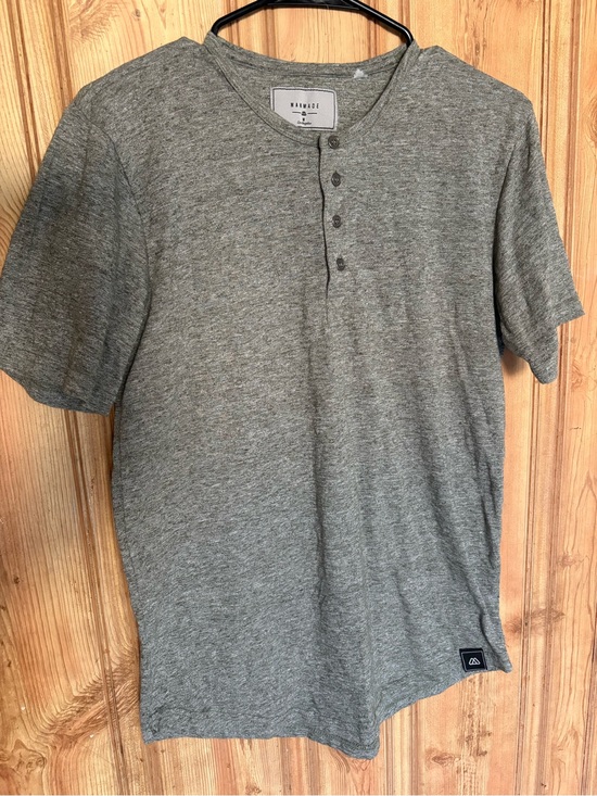 Manmade Other - Manmade Men's Short-Sleeve Gray Henley Button-Down Shirt size M